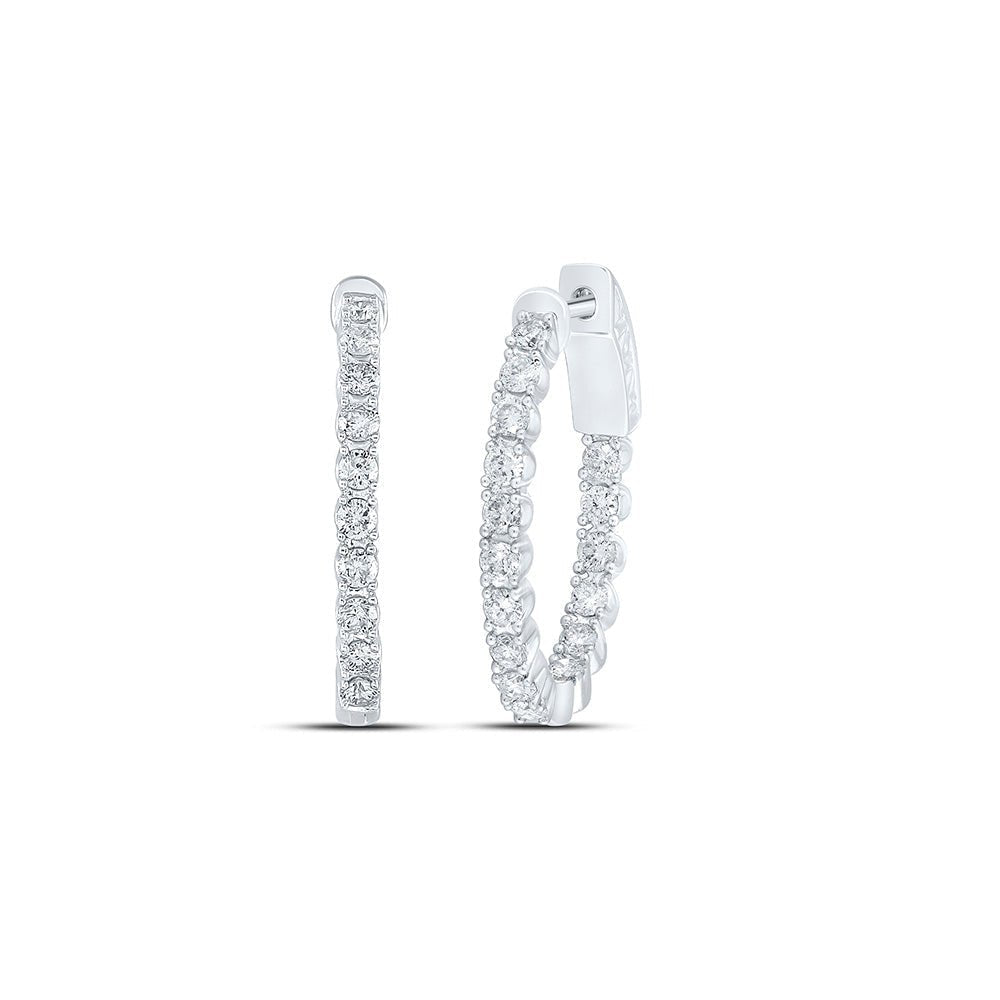 Dazzling Brilliance: 10kt White Gold Diamond Inside Outside Hoop Earrings - Splendid Jewellery