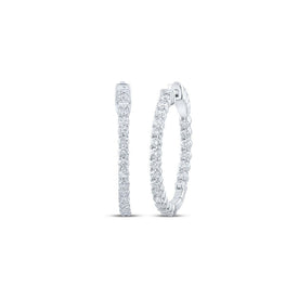 Dazzling Brilliance: 10kt White Gold Diamond Sparkle Hoop Earrings - Splendid Jewellery