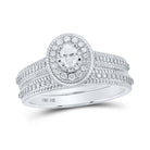 Dazzling Brilliance | 10kt White Gold Oval Diamond Halo Bridal Wedding Ring Band Set 1/2 Cttw - Splendid Jewellery