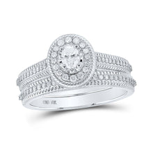 Load image into Gallery viewer, Dazzling Brilliance | 10kt White Gold Oval Diamond Halo Bridal Wedding Ring Band Set 1/2 Cttw - Splendid Jewellery