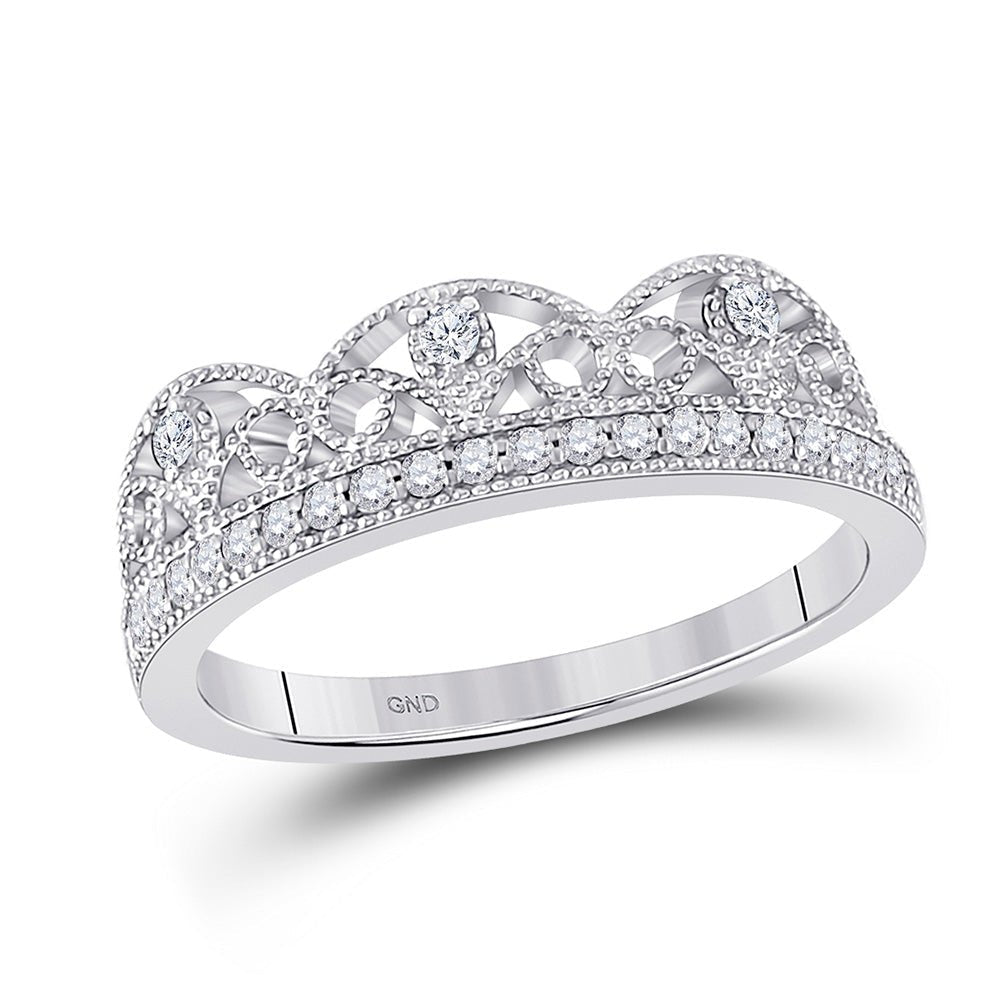 Dazzling Brilliance | 10kt White Gold Womens Round Diamond Band Ring 1/5 Cttw | Splendid Jewellery - Splendid Jewellery