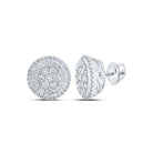 Dazzling Brilliance: 10kt White Gold Womens Round Diamond Cluster Earrings 1 Cttw - Splendid Jewellery