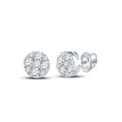 Dazzling Brilliance: 10kt White Gold Womens Round Diamond Cluster Earrings 1/2 Cttw - Splendid Jewellery
