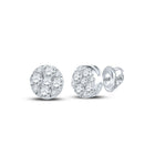 Dazzling Brilliance: 10kt White Gold Womens Round Diamond Cluster Earrings 1/2 Cttw - Splendid Jewellery