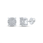 Dazzling Brilliance: 10kt White Gold Womens Round Diamond Cluster Earrings 1/2 Cttw - Splendid Jewellery
