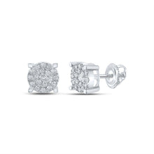 Load image into Gallery viewer, Dazzling Brilliance: 10kt White Gold Womens Round Diamond Cluster Earrings 1/2 Cttw - Splendid Jewellery