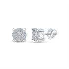 Dazzling Brilliance: 10kt White Gold Womens Round Diamond Cluster Earrings 1/2 Cttw - Splendid Jewellery