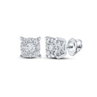 Dazzling Brilliance: 10kt White Gold Womens Round Diamond Cluster Earrings 1/2 Cttw - Splendid Jewellery