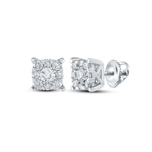 Load image into Gallery viewer, Dazzling Brilliance: 10kt White Gold Womens Round Diamond Cluster Earrings 1/2 Cttw - Splendid Jewellery