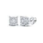 Dazzling Brilliance: 10kt White Gold Womens Round Diamond Cluster Earrings 1/2 Cttw - Splendid Jewellery