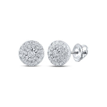 Load image into Gallery viewer, Dazzling Brilliance: 10kt White Gold Womens Round Diamond Cluster Earrings 1/2 Cttw - Splendid Jewellery