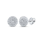Dazzling Brilliance: 10kt White Gold Womens Round Diamond Cluster Earrings 1/2 Cttw - Splendid Jewellery