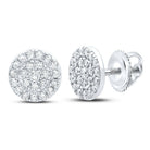 Dazzling Brilliance: 10kt White Gold Womens Round Diamond Cluster Earrings 1/4 Cttw - Splendid Jewellery