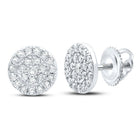 Dazzling Brilliance: 10kt White Gold Womens Round Diamond Cluster Earrings 1/4 Cttw - Splendid Jewellery