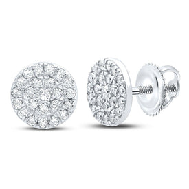 Dazzling Brilliance: 10kt White Gold Womens Round Diamond Cluster Earrings 1/4 Cttw - Splendid Jewellery