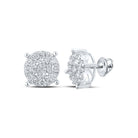 Dazzling Brilliance: 10kt White Gold Women's Round Diamond Cluster Earrings - Splendid Jewellery