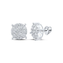 Load image into Gallery viewer, Dazzling Brilliance: 10kt White Gold Women's Round Diamond Cluster Earrings - Splendid Jewellery