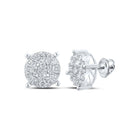 Dazzling Brilliance: 10kt White Gold Women's Round Diamond Cluster Earrings - Splendid Jewellery