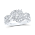Dazzling Brilliance: 10kt White Gold Womens Round Diamond Cluster Ring 1 Cttw - Splendid Jewellery