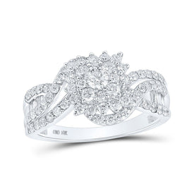 Dazzling Brilliance: 10kt White Gold Womens Round Diamond Cluster Ring 1 Cttw - Splendid Jewellery