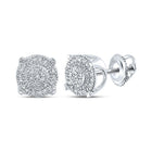 Dazzling Brilliance: 10kt White Gold Women's Round Diamond Fashion Cluster Earrings 1/8 Cttw - Splendid Jewellery