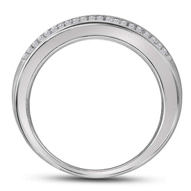 Dazzling Brilliance | 10kt White Gold Womens Round Diamond Pave Band Ring 1/2 Cttw - Splendid Jewellery