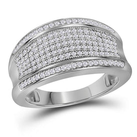 Dazzling Brilliance | 10kt White Gold Womens Round Diamond Pave Band Ring 1/2 Cttw - Splendid Jewellery