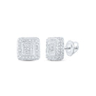 Dazzling Brilliance: 10kt White Gold Womens Round Diamond Square Earrings 1/2 Cttw - Splendid Jewellery