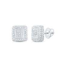 Load image into Gallery viewer, Dazzling Brilliance: 10kt White Gold Womens Round Diamond Square Earrings 1/2 Cttw - Splendid Jewellery