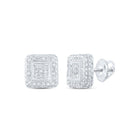 Dazzling Brilliance: 10kt White Gold Womens Round Diamond Square Earrings 1/2 Cttw - Splendid Jewellery