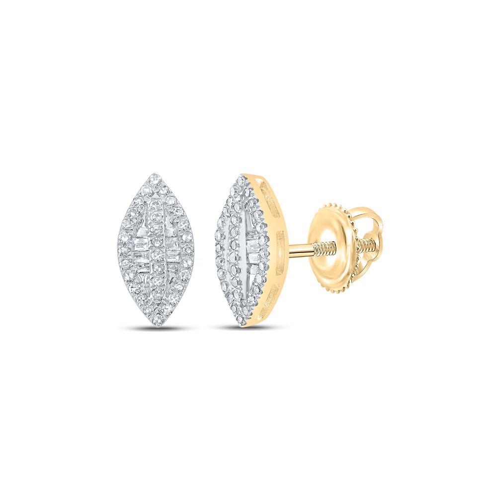 Dazzling Brilliance: 10kt Yellow Gold Baguette Diamond Oval Earrings - Splendid Jewellery