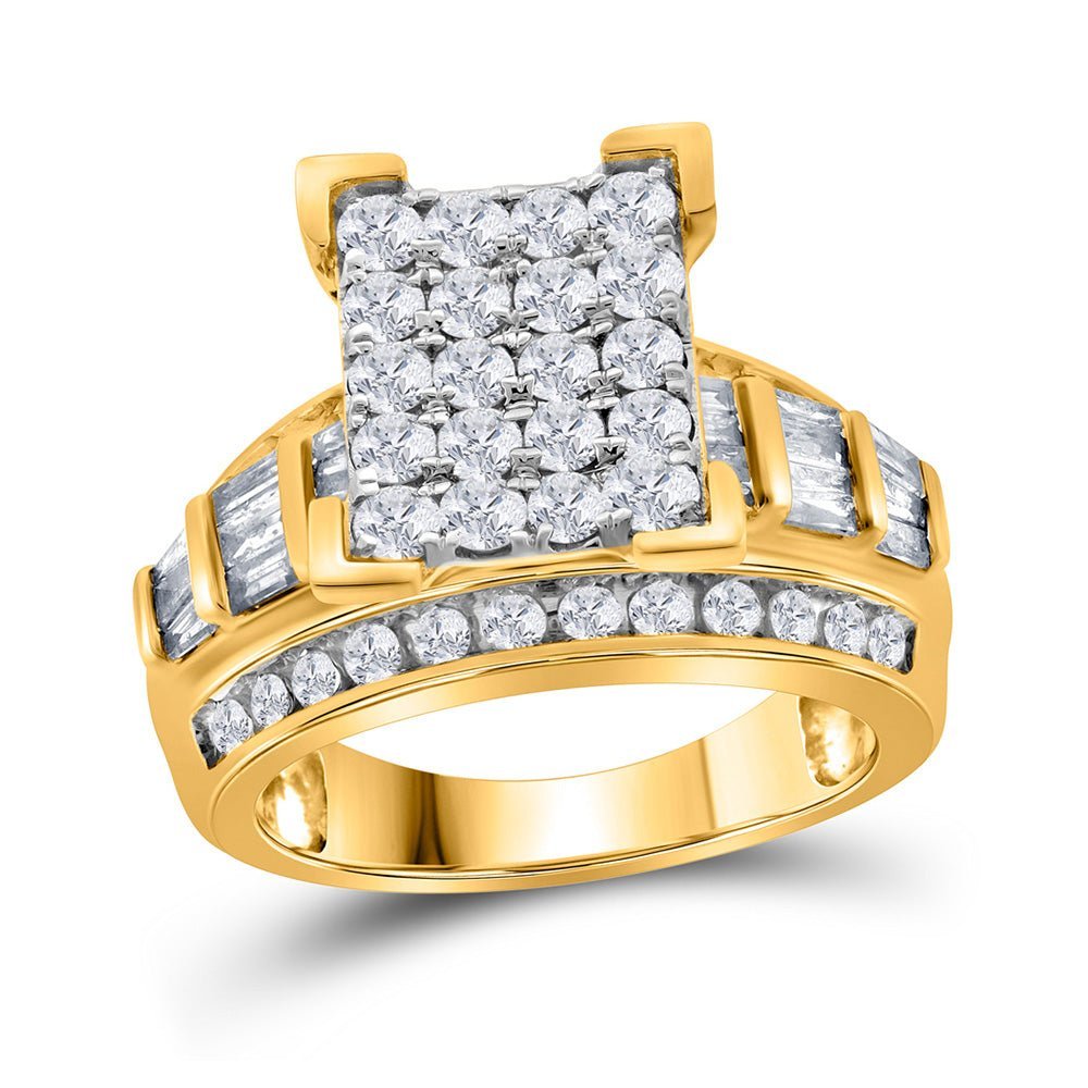 Dazzling Brilliance: 10kt Yellow Gold Round Diamond Cluster Bridal Wedding Engagement Ring 2 Cttw - Splendid Jewellery