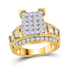 Dazzling Brilliance: 10kt Yellow Gold Round Diamond Cluster Bridal Wedding Engagement Ring 2 Cttw - Splendid Jewellery