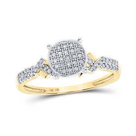 Dazzling Brilliance: 10kt Yellow Gold Womens Round Diamond Cluster Ring 1/6 Cttw - Splendid Jewellery