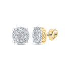 Dazzling Brilliance: 10kt Yellow Gold Womens Round Diamond Fashion Cluster Earrings 1/2 Cttw - Splendid Jewellery