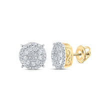 Load image into Gallery viewer, Dazzling Brilliance: 10kt Yellow Gold Womens Round Diamond Fashion Cluster Earrings 1/2 Cttw - Splendid Jewellery