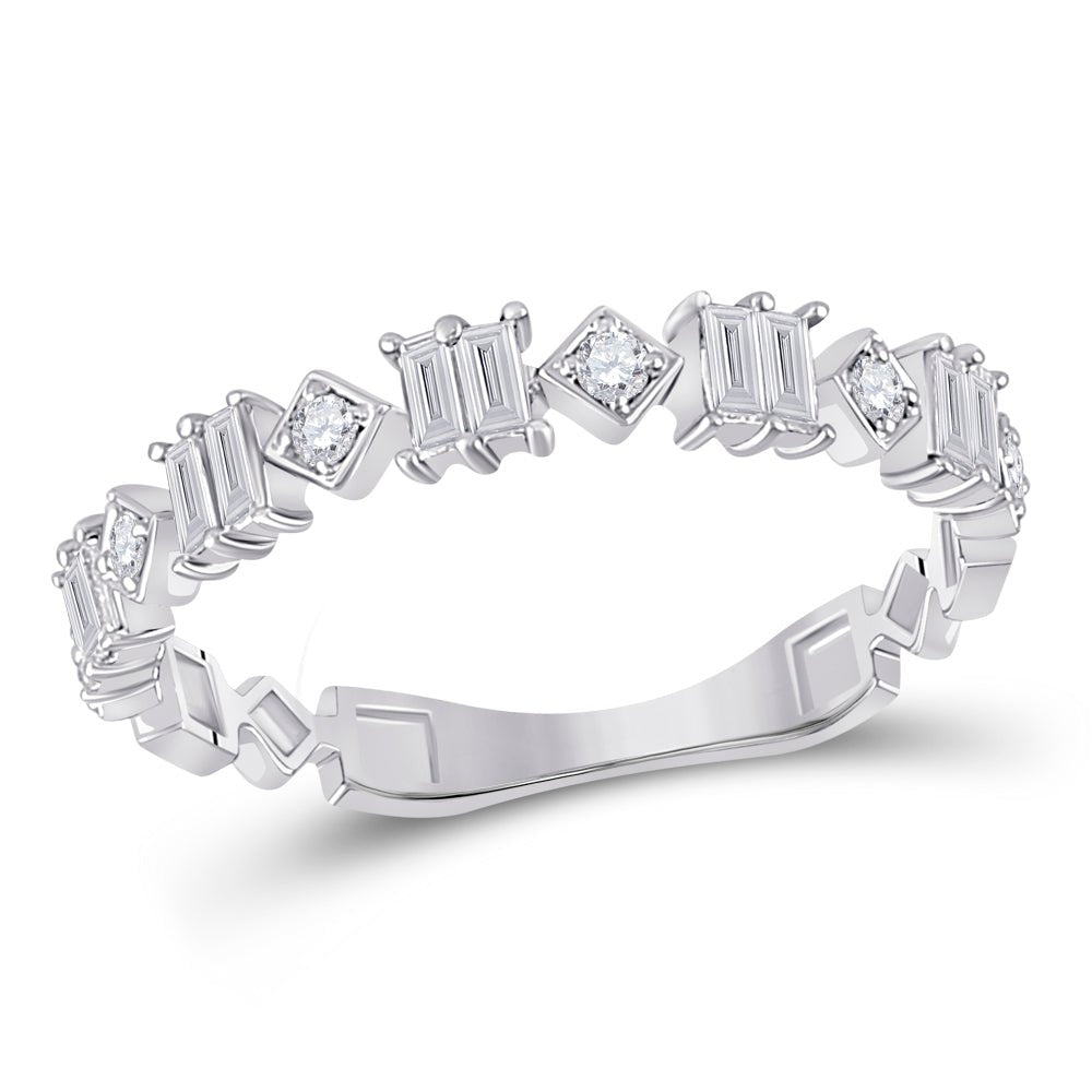 Dazzling Brilliance | 14kt White Gold Baguette Diamond Modern Band Ring 1/3 Cttw - Splendid Jewellery