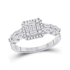 Dazzling Brilliance: 14kt White Gold Baguette Diamond Square Bridal Wedding Engagement Ring - Splendid Jewellery