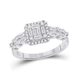 Dazzling Brilliance: 14kt White Gold Baguette Diamond Square Bridal Wedding Engagement Ring - Splendid Jewellery