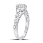Dazzling Brilliance 14kt White Gold Oval Diamond Halo Bridal Wedding Engagement Ring 1-1/4 Cttw - Side View
