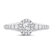 Load image into Gallery viewer, Dazzling Brilliance 14kt White Gold Oval Diamond Halo Bridal Wedding Engagement Ring 1-1/4 Cttw - Front View
