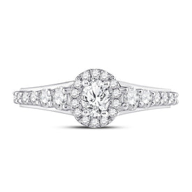 Dazzling Brilliance 14kt White Gold Oval Diamond Halo Bridal Wedding Engagement Ring 1-1/4 Cttw - Front View