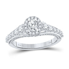 Load image into Gallery viewer, Dazzling Brilliance 14kt White Gold Oval Diamond Halo Bridal Wedding Engagement Ring 1-1/4 Cttw - Top View