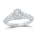 Dazzling Brilliance 14kt White Gold Oval Diamond Halo Bridal Wedding Engagement Ring 1-1/4 Cttw - Top View
