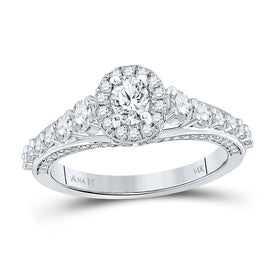 Dazzling Brilliance 14kt White Gold Oval Diamond Halo Bridal Wedding Engagement Ring 1-1/4 Cttw - Top View