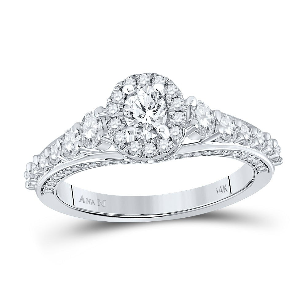 Dazzling Brilliance 14kt White Gold Oval Diamond Halo Bridal Wedding Engagement Ring 1 - 1/4 Cttw - Splendid Jewellery