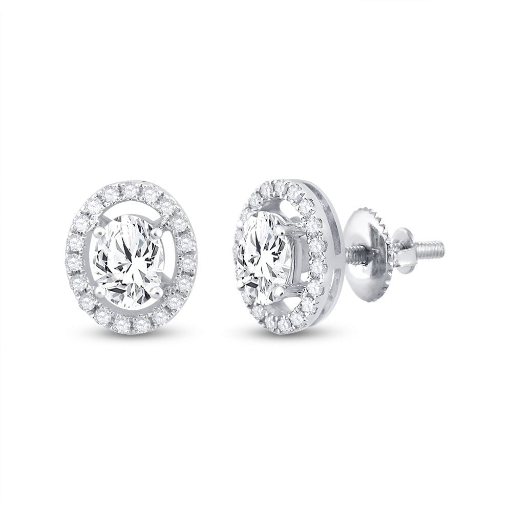 Dazzling Brilliance: 14kt White Gold Oval Diamond Solitaire Stud Earrings - Splendid Jewellery