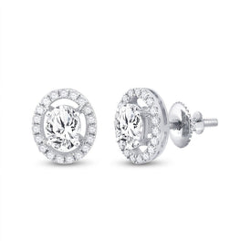 Dazzling Brilliance: 14kt White Gold Oval Diamond Solitaire Stud Earrings - Splendid Jewellery