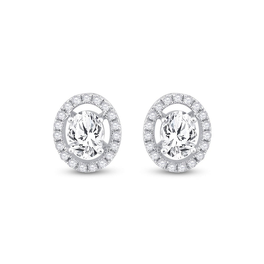 Dazzling Brilliance: 14kt White Gold Oval Diamond Solitaire Stud Earrings - Splendid Jewellery