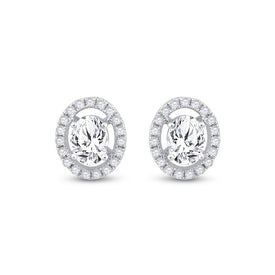 Dazzling Brilliance: 14kt White Gold Oval Diamond Solitaire Stud Earrings - Splendid Jewellery